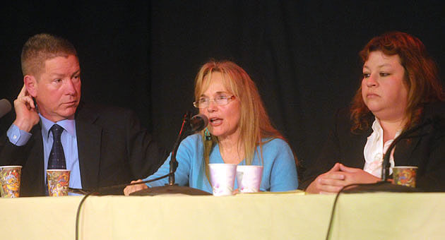 From left, Santa Barbara City Councilman Dale Francisco, Families ACT! executive director Suzanne Riordan and Deputy Public Defender Deedrea Edgar discussed causes and solutions of homelessness at a forum sponsored by Survival Santa Barbara.