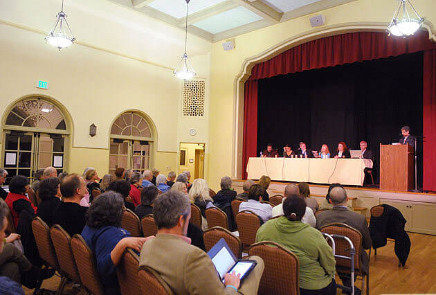 About 100 people gathered Thursday at the Survival Santa Barbara forum held at the Unitarian Society of Santa Barbara.