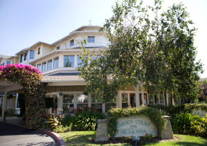 Outside shot of the property and "Garden Court on De La Vina" sign