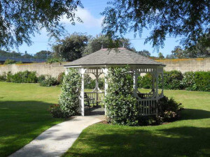 Outside view of gazebo on the lawn