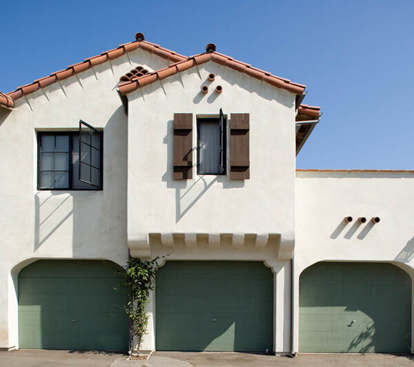 Outside view of Voluntario garages and units from the alley