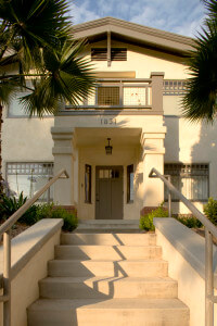 Outside view of the stairway leading to a unit