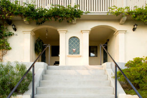 Outside view of the stairs leading up to the property