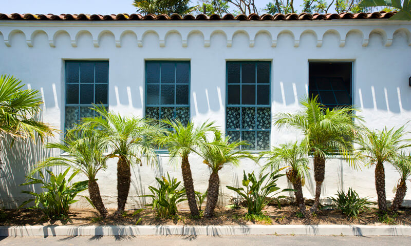 Street view of the windows of the building