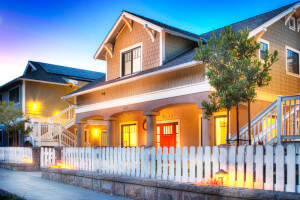 Street view of the property at night