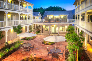 View of the courtyard and units at night