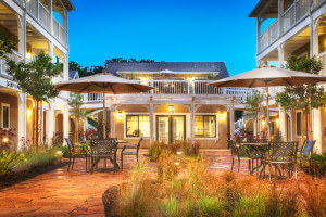 View of the courtyard at night