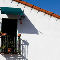 Outside view of the small balcony of a unit