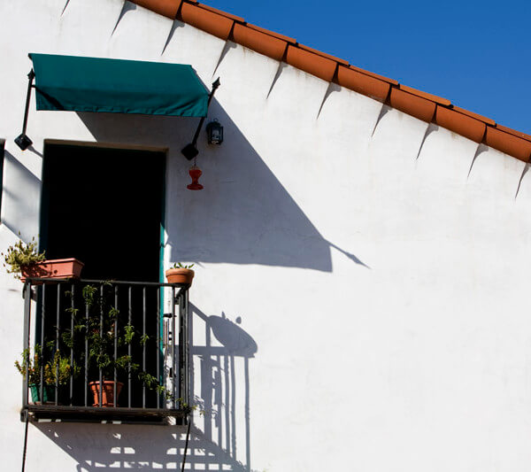 Outside view of the small balcony of a unit