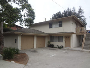 Outside view of the building and garages