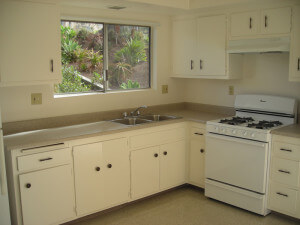 Inside a unit, showing the kitchen