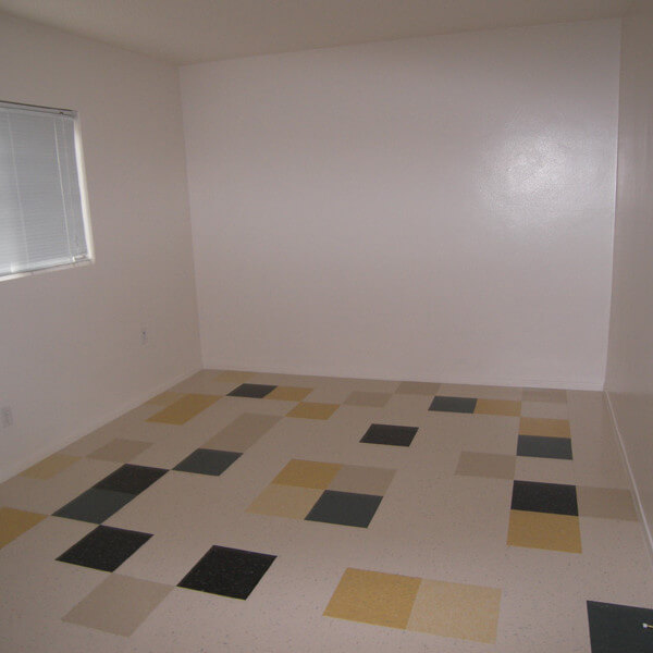 Inside a unit, showing an empty room