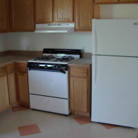 Inside a unit, showing the kitchen