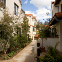 View of the walkway in front of the units