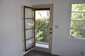 Inside a unit, view of the door leading outside