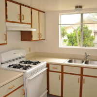 Inside a unit, view of the kitchen