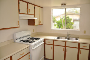 Inside a unit, view of the kitchen