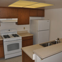 Inside a unit, showing the kitchen