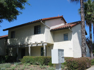 Outside view of a unit and the roofs