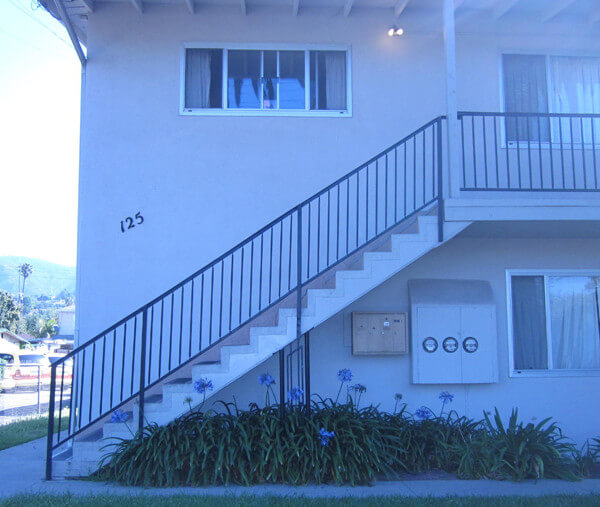 Outside view of the stairs leading up to the units