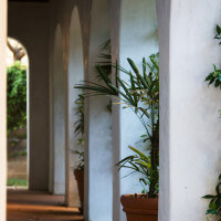 Outside shot of the hallway and pillars