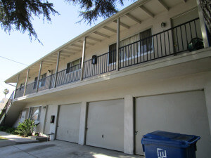 Outside view of the garages and balconies