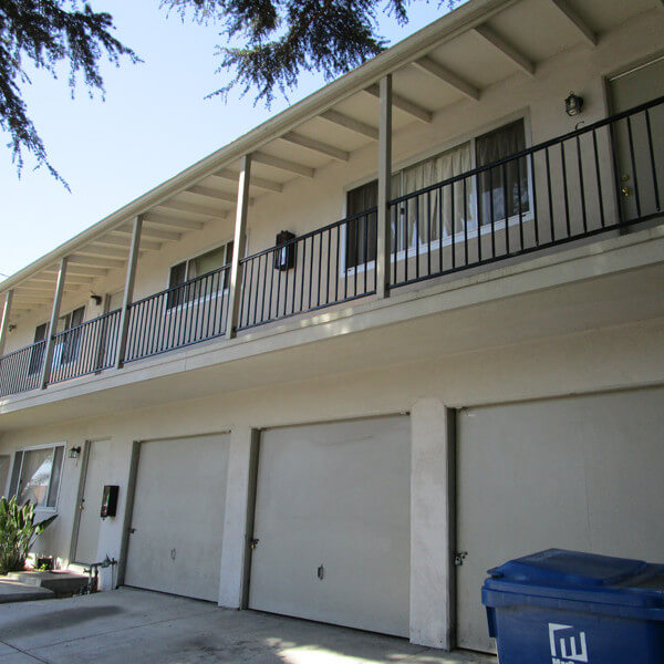 Outside view of the garages and balconies