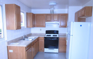 Inside a unit, view of the kitchen