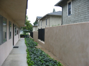 Outside view of the pathway in front of units