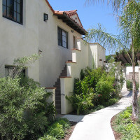 Outside view of stairs leading up to a unit