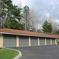 Outside view of the garages from the alley