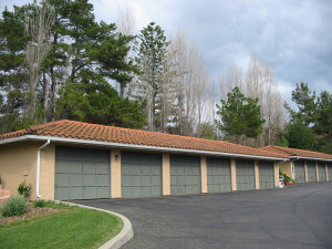 Outside view of the garages from the alley