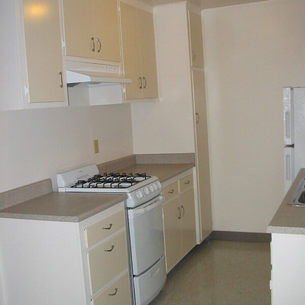 Inside a unit, view of the kitchen