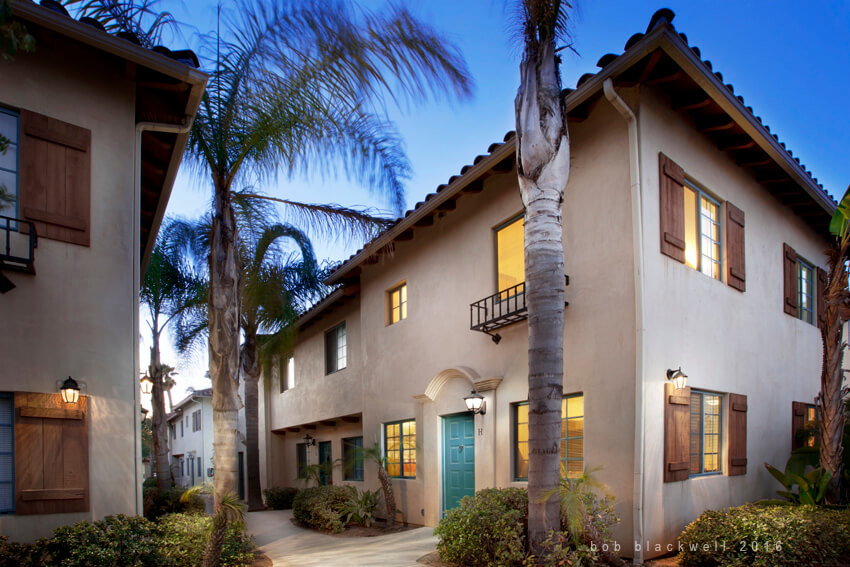 view of outside of building with palm trees