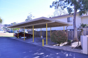 View of the parking spaces for the cars