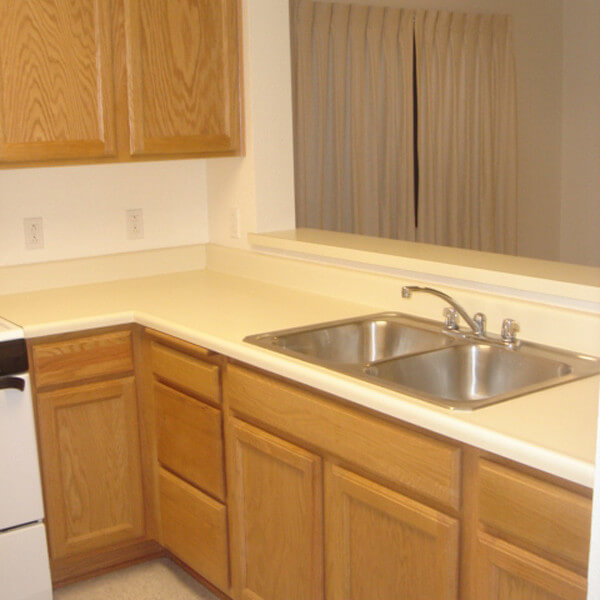 Inside of a Voluntario unit, showing the kitchen sink