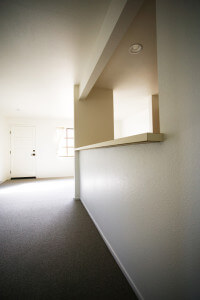 Inside of a Voluntario, showing a close-up view of the wall separating the living room from the kitchen