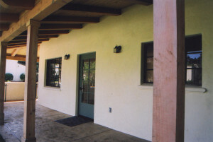 Outside view of pillars in front of a unit