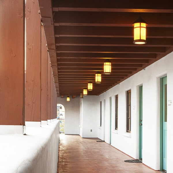View along the hallway and of units