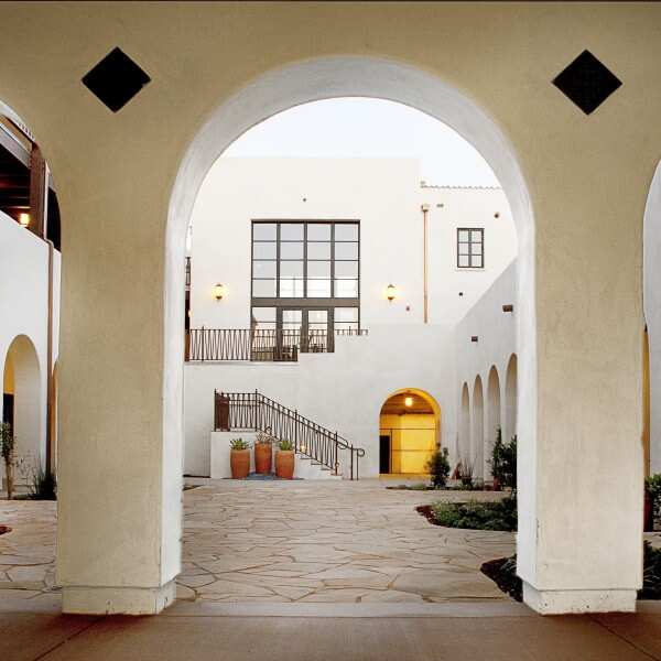 View of courtyard through entryway