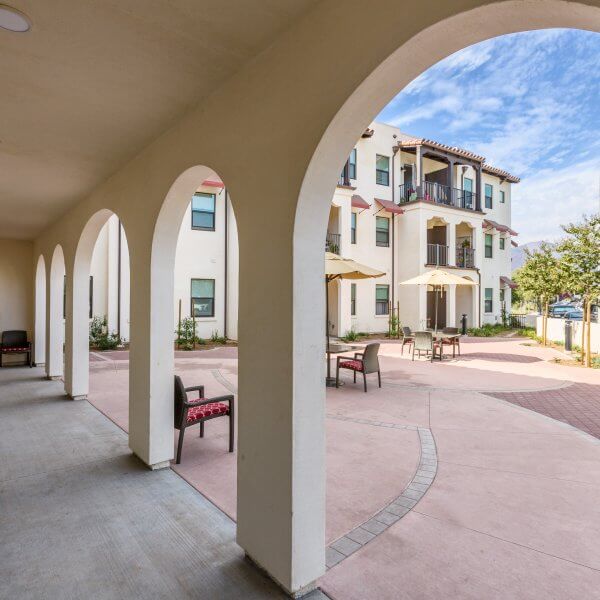 Outside building with arches