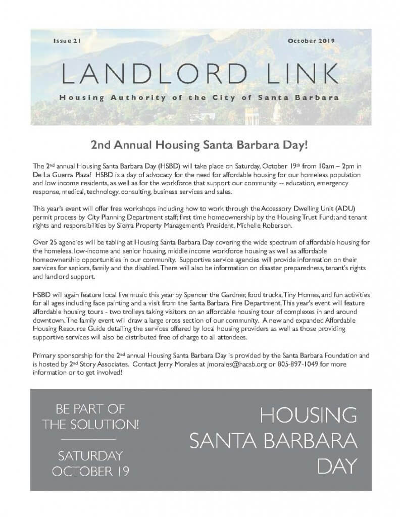 Landlord Link Newsletter Coversheet