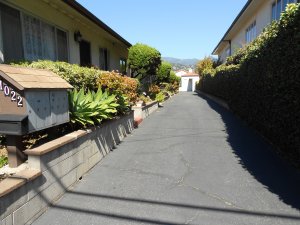 Driveway between buildings of 1022 Garden St.